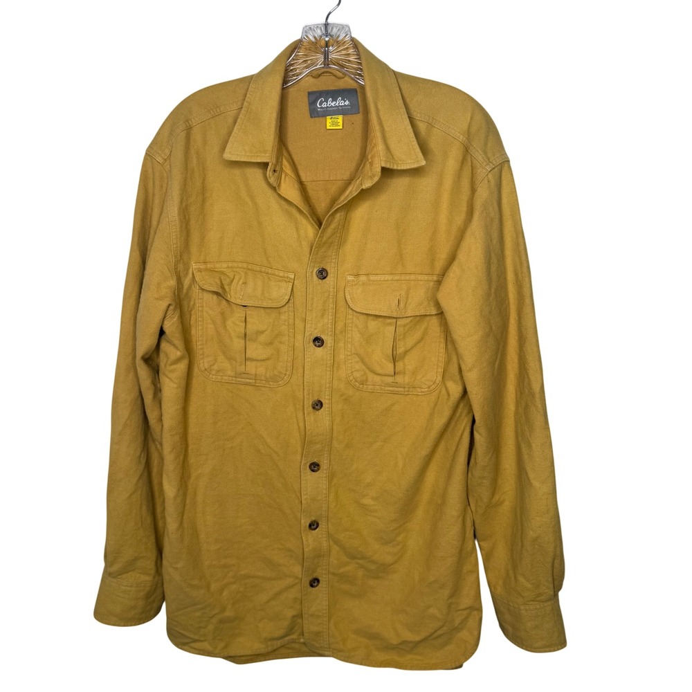 Cabelas‎ Mens Tall M Button Up Utility Shirt Jacket Mustard Yellow Cotton